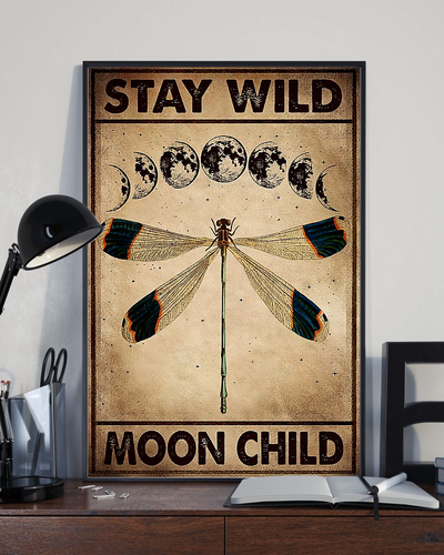 Dragonfly Loves Canvas Prints Stay Wild Moon Child Vintage Wall Art Gifts Vintage Home Wall Decor Canvas - Mostsuit