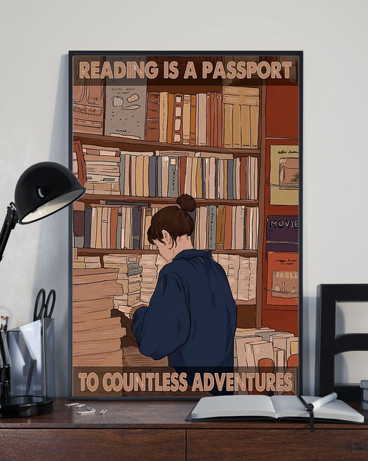 Book Loves Poster Reading Is A Passport To Countless Adventures Vintage Room Home Decor Wall Art Gifts Idea - Mostsuit