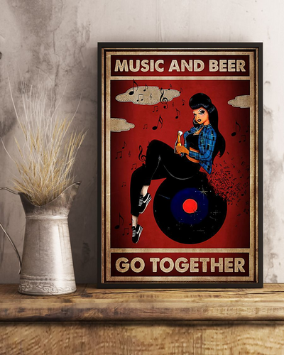 Girl Loves Music And Beer Go Together Poster Vintage Room Home Decor Wall Art Gifts Idea - Mostsuit