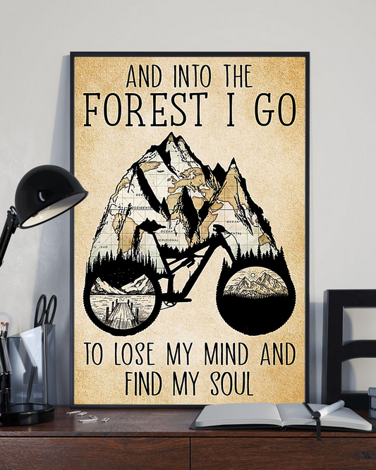 Cycling And Into The Forest Poster Cyclists Bikers Vintage Room Home Decor Wall Art Gifts Idea - Mostsuit