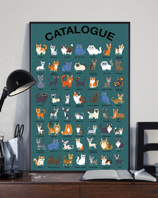 Cat Breed Catalogue Canvas Prints Cats Loves Vintage Wall Art Gifts Vintage Home Wall Decor Canvas - Mostsuit