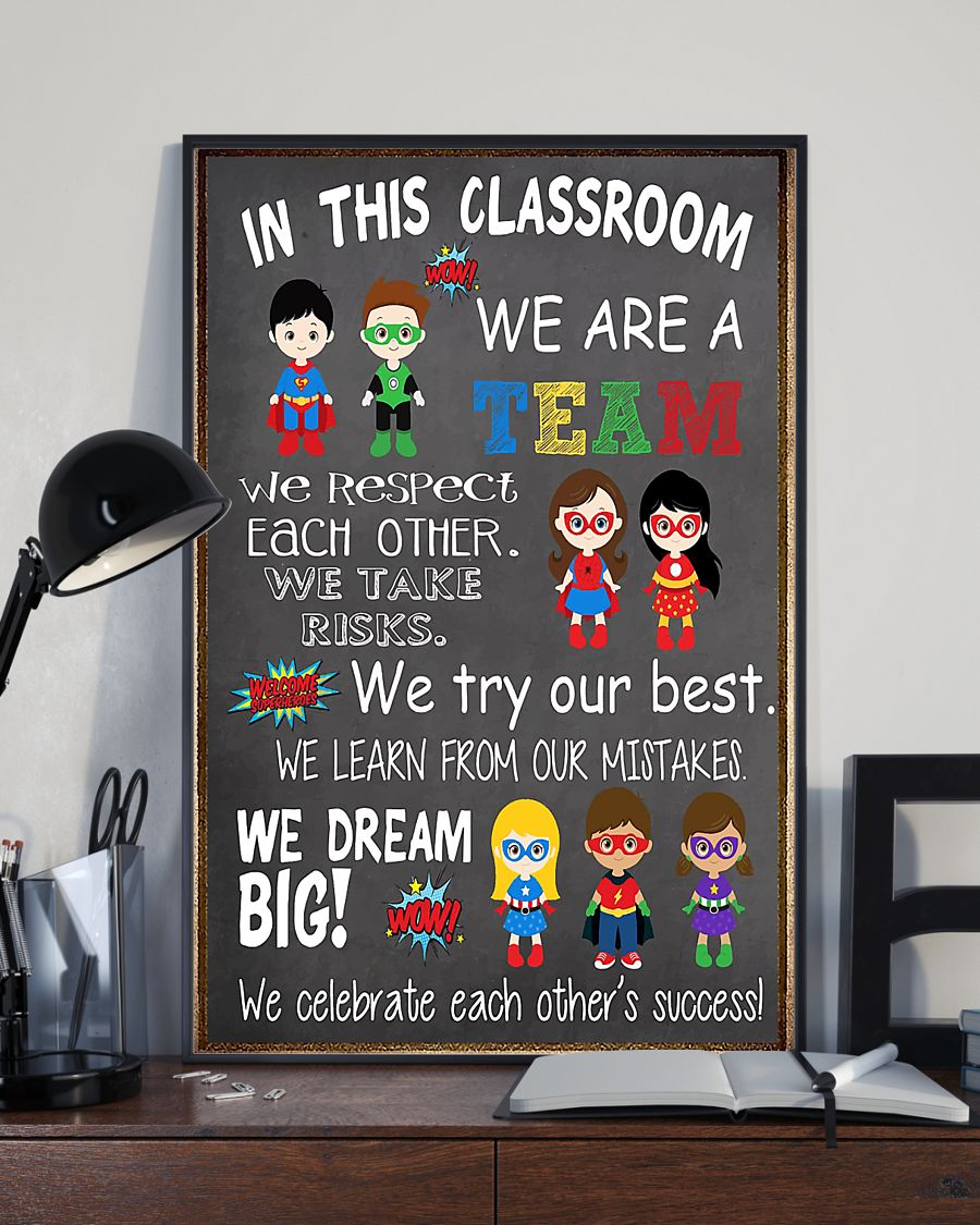 In this classroom Superheroes Canvas Prints Teacher Vintage Wall Art Gifts Vintage Home Wall Decor Canvas - Mostsuit