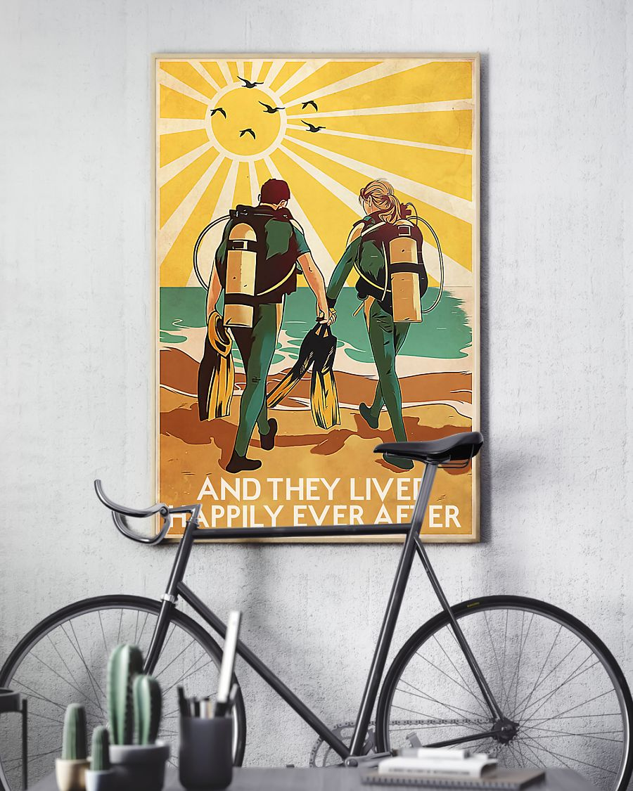 Scuba Diving Couple Canvas Prints And They Lived Happily Ever After Vintage Wall Art Gifts Vintage Home Wall Decor Canvas - Mostsuit
