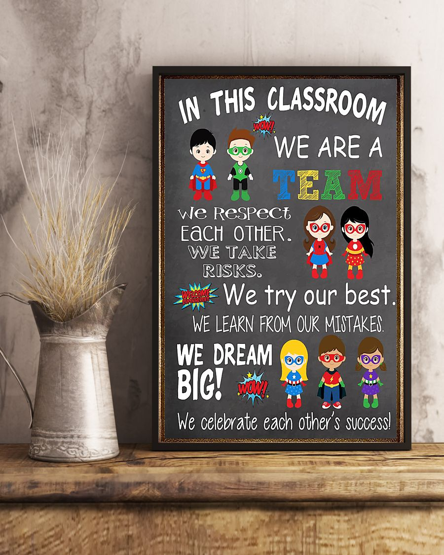 In this classroom Superheroes Canvas Prints Teacher Vintage Wall Art Gifts Vintage Home Wall Decor Canvas - Mostsuit