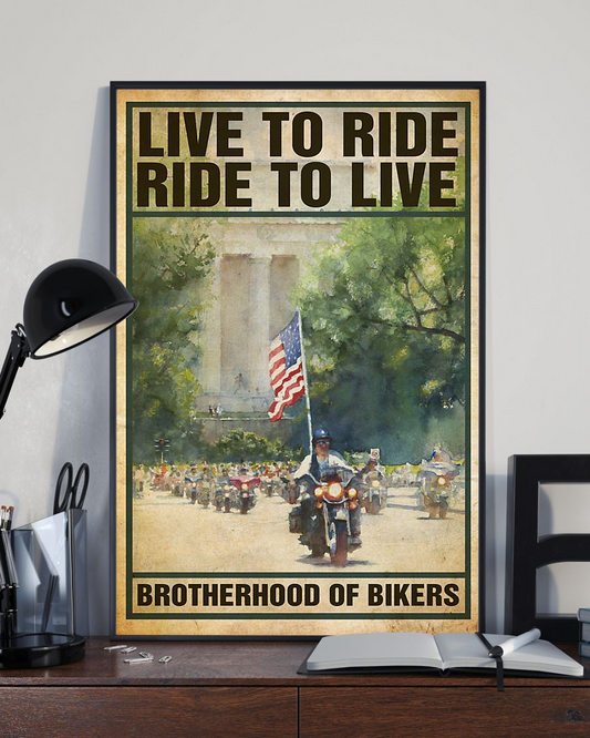 Biker Canvas Prints Live To Ride Ride To Live Vintage Wall Art Gifts Vintage Home Wall Decor Canvas - Mostsuit