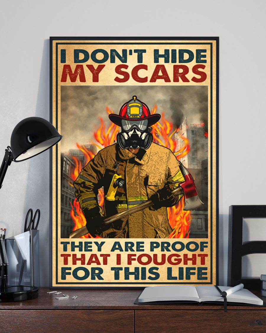 Firefighter Canvas Prints I Don't Hide My Scars Vintage Wall Art Gifts Vintage Home Wall Decor Canvas - Mostsuit