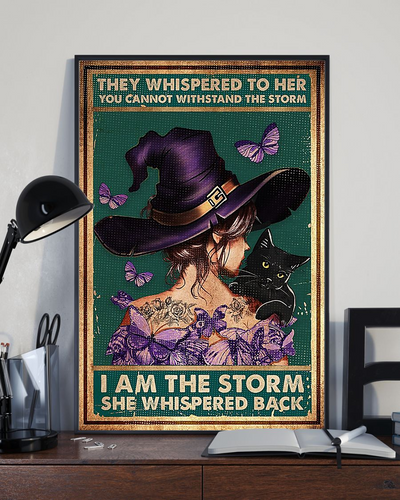 Witch Girl Loves Black Cat Butterfly Canvas Prints I Am The Storm Vintage Wall Art Gifts Vintage Home Wall Decor Canvas - Mostsuit