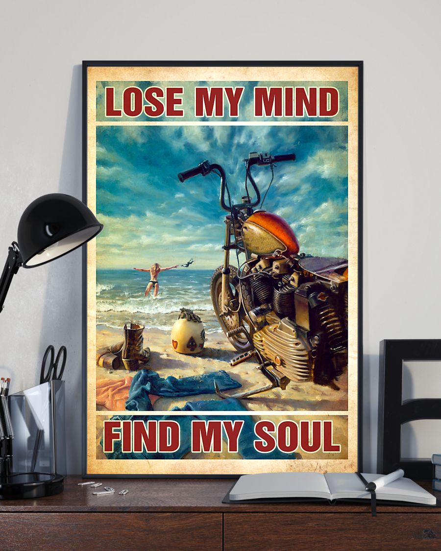 Biker Loves Beach Canvas Prints Lose My Mind And Find My Soul Vintage Wall Art Gifts Vintage Home Wall Decor Canvas - Mostsuit