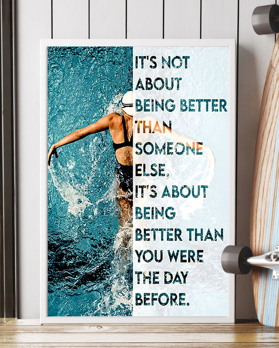 Swimming Loves Swimmers Canvas Prints Being Better Than You Were The Day Before Wall Art Gifts Vintage Home Wall Decor Canvas - Mostsuit
