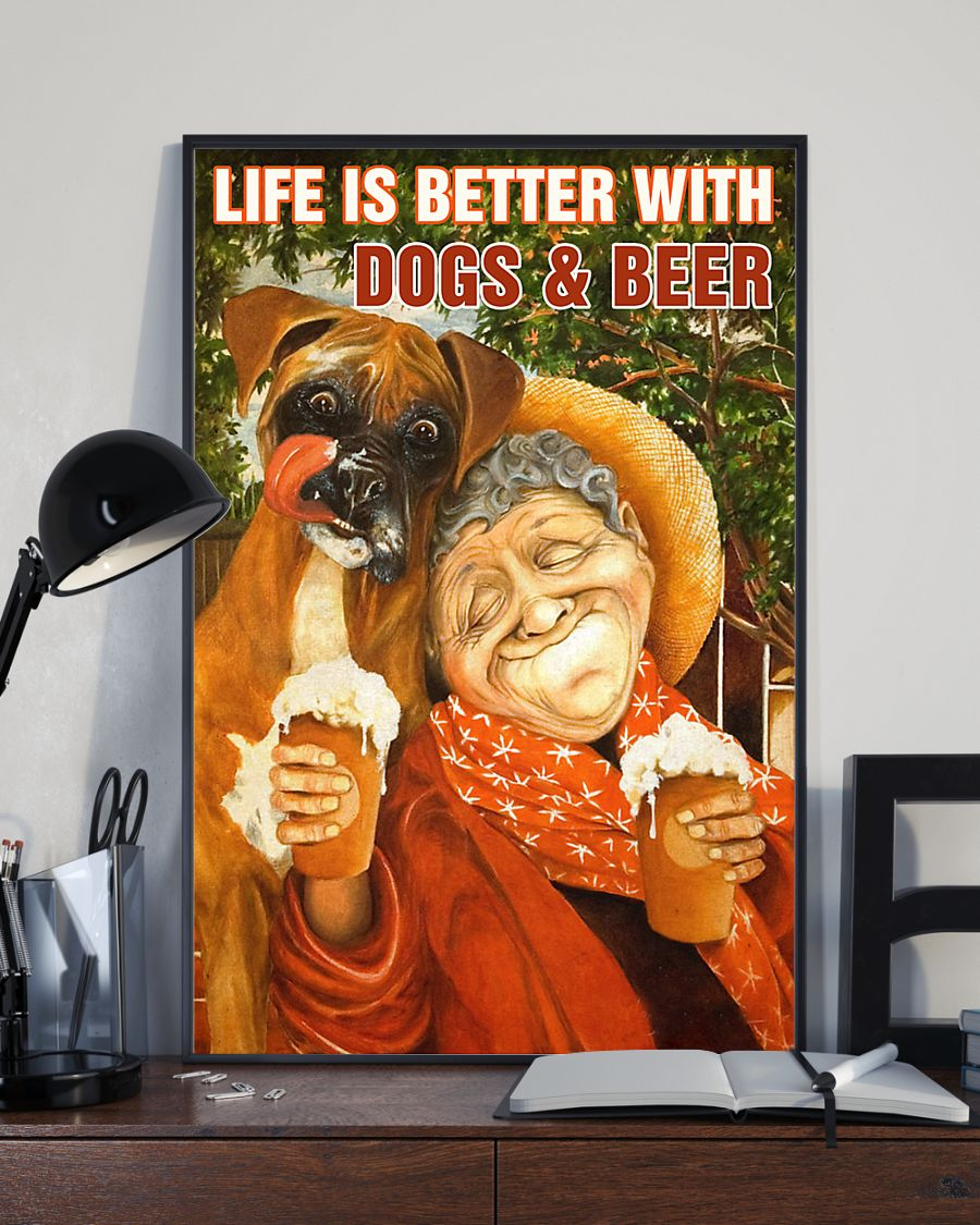 Life Is Better With Dogs And Beer Canvas Prints Vintage Wall Art Gifts Vintage Home Wall Decor Canvas - Mostsuit