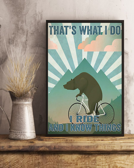 Cycling Bear Canvas Prints That's What I Do I Ride And I Know Things Vintage Wall Art Gifts Vintage Home Wall Decor Canvas - Mostsuit
