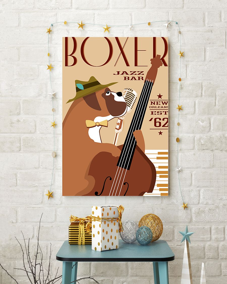 Boxer Jazz Bar Dog Loves Canvas Prints Vintage Wall Art Gifts Vintage Home Wall Decor Canvas - Mostsuit