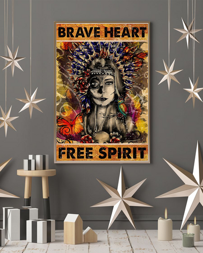 Native American Canvas Prints Brave Heart Free Spirit Vintage Wall Art Gifts Vintage Home Wall Decor Canvas - Mostsuit