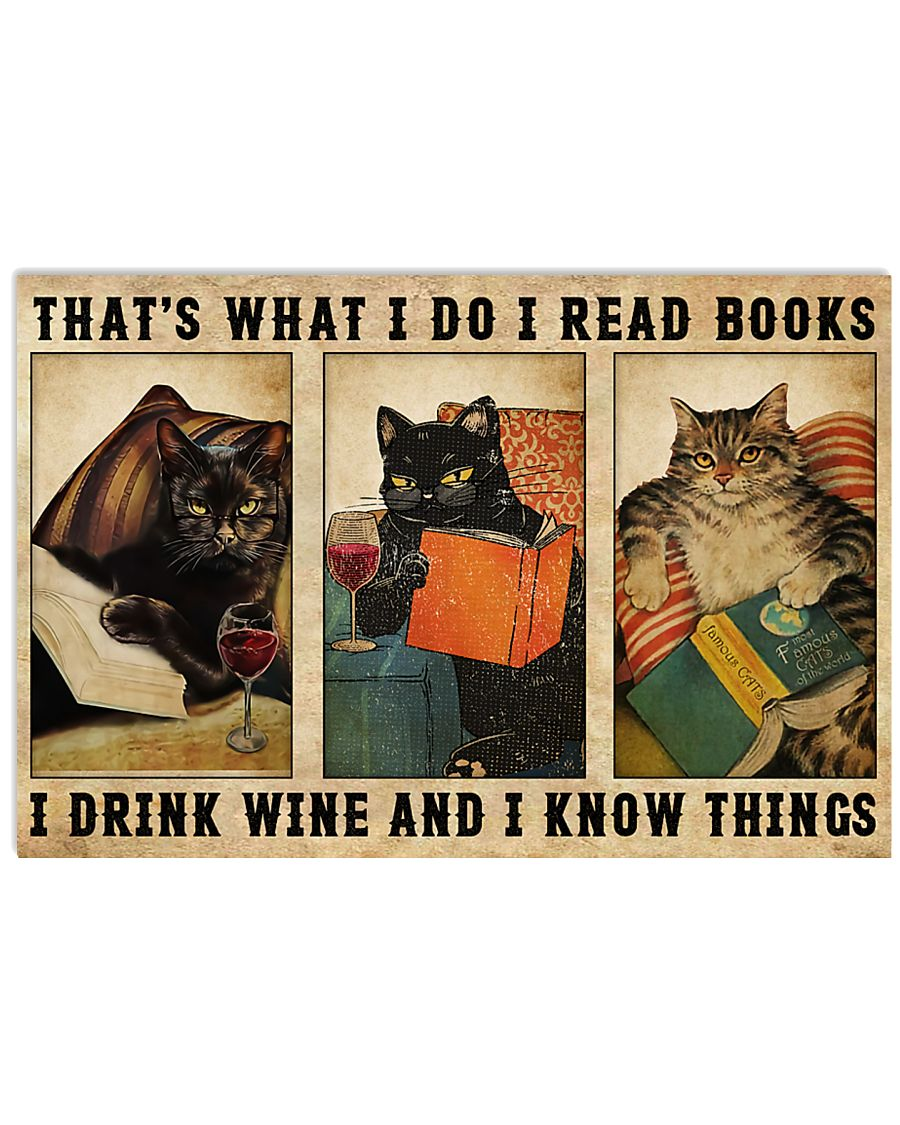 Cat Book Wine Loves Canvas Prints That's What I Do And I Know Things Vintage Wall Art Gifts Vintage Home Wall Decor Canvas - Mostsuit