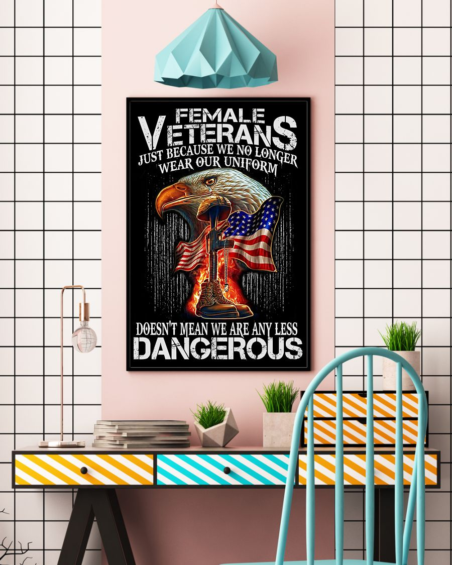 Female Veteran Canvas Prints Doesn't Mean We Are Any Less Dangerous Vintage Wall Art Gifts Vintage Home Wall Decor Canvas - Mostsuit