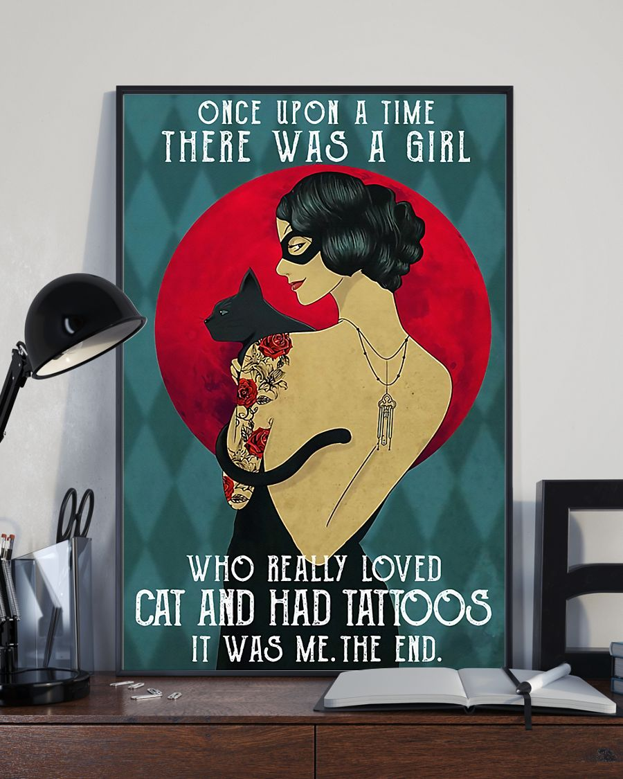 Tattooed Girl Loves Black Cat Poster Once Upon A Time Vintage Room Home Decor Wall Art Gifts Idea - Mostsuit