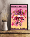 Flamingos And Skulls Poster Easily Distracted Vintage Room Home Decor Wall Art Gifts Idea - Mostsuit