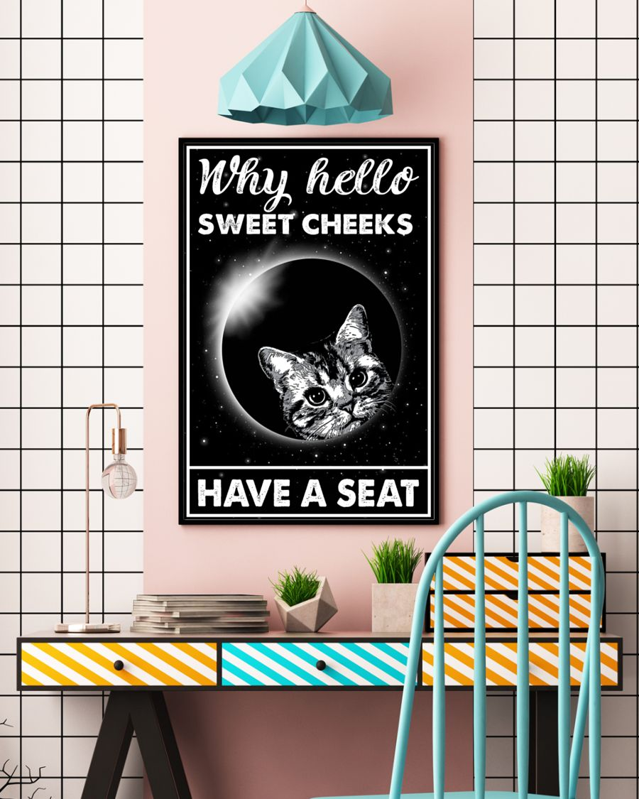 Cat Loves Canvas Prints Why Hello Sweet Cheeks Have A Seat Vintage Wall Art Gifts Vintage Home Wall Decor Canvas - Mostsuit