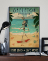 Skeleton Loves Canvas Prints Diving Club Think Less Dive More Vintage Wall Art Gifts Vintage Home Wall Decor Canvas - Mostsuit