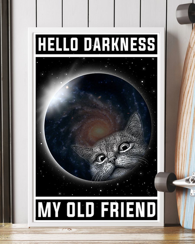 Cat Space Hello Darkness Poster Vintage Room Home Decor Wall Art Gifts Idea - Mostsuit