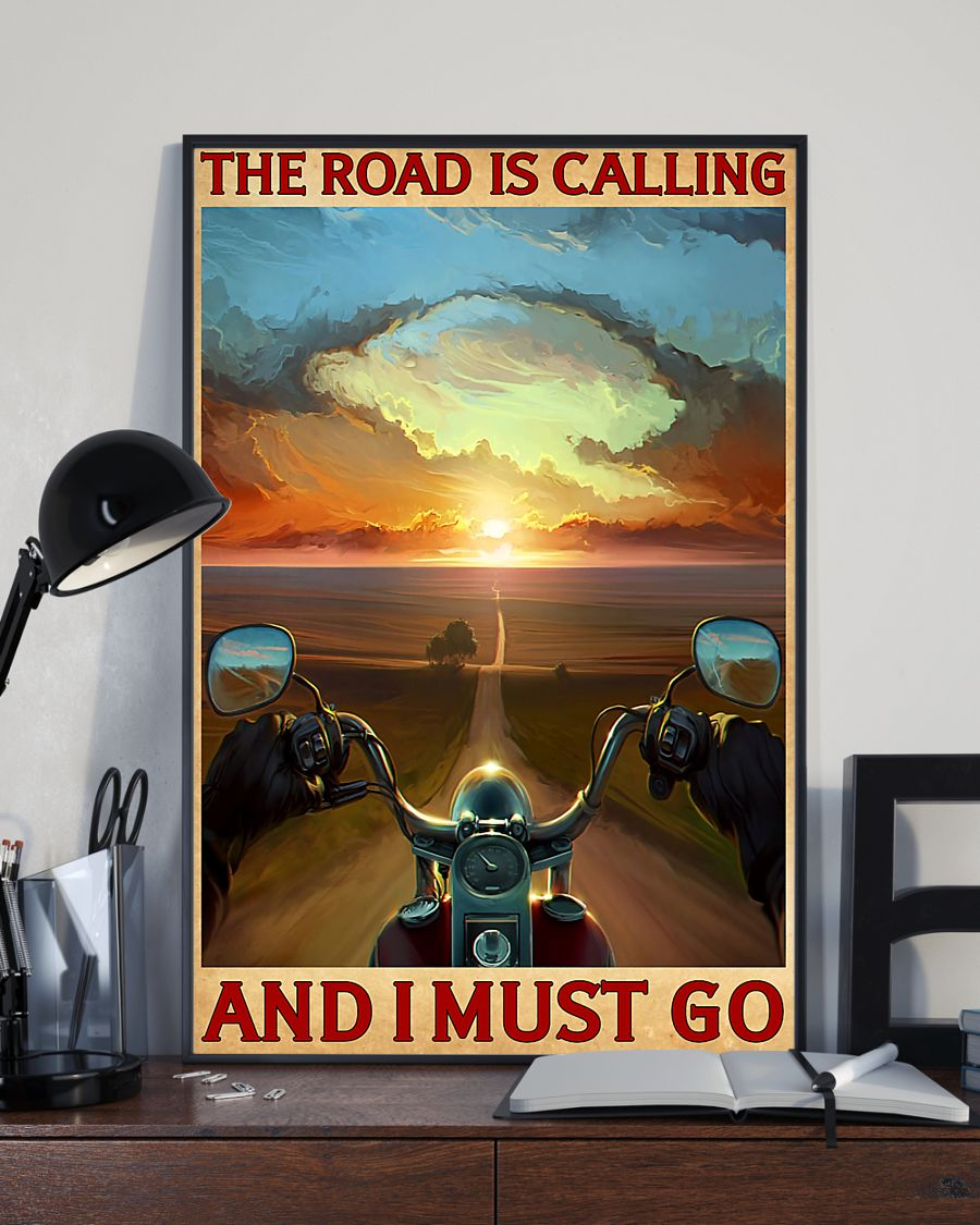 Motorcycle Biker Poster The Road Is Calling And I Must Go Vintage Room Home Decor Wall Art Gifts Idea - Mostsuit