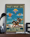 Cat Fishing Poster That's What I Do I Go Fishing And I Know Things Vintage Room Home Decor Wall Art Gifts Idea - Mostsuit