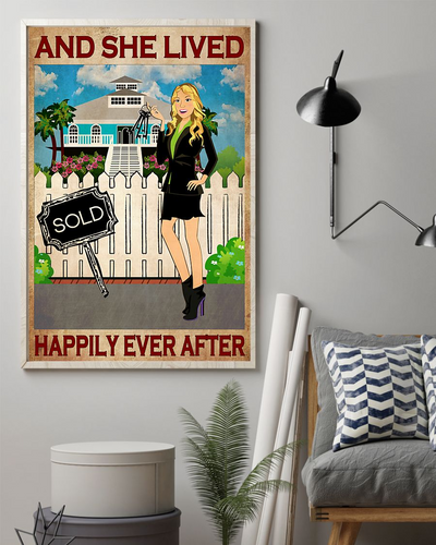 Real Estate Seller Canvas Prints And She Lived Happily Ever After Vintage Wall Art Gifts Vintage Home Wall Decor Canvas - Mostsuit