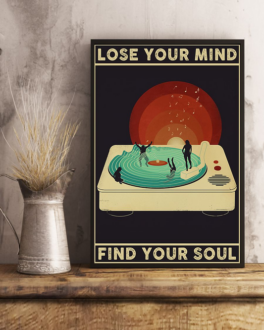 Music Vinyl Record Player Canvas Prints Lose My Mind And Find My Soul Vintage Wall Art Gifts Vintage Home Wall Decor Canvas - Mostsuit