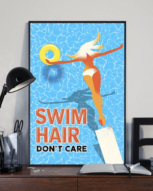 Swimming Canvas Prints Swim Hair Don't Care Vintage Wall Art Gifts Vintage Home Wall Decor Canvas - Mostsuit
