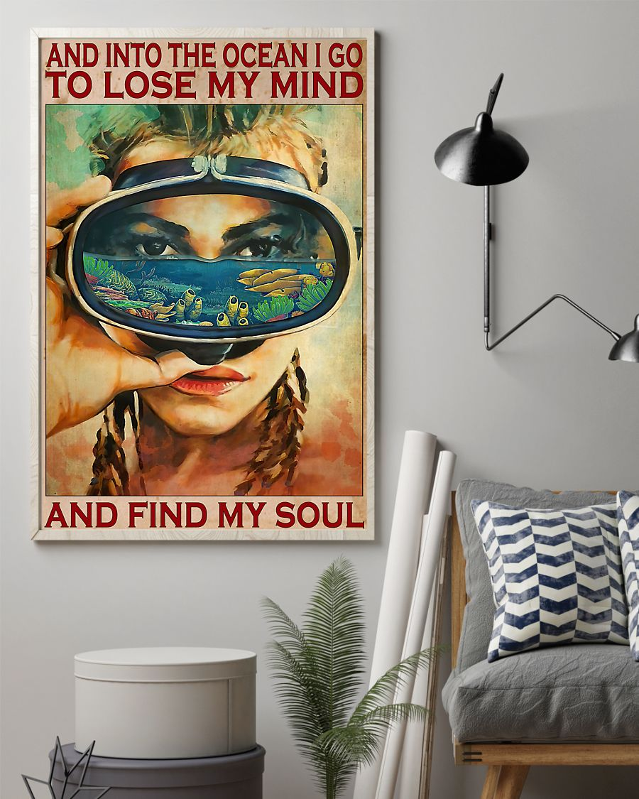 Scuba Diving Girl Canvas Prints And Lose My Mind And Find My Soul Vintage Wall Art Gifts Vintage Home Wall Decor Canvas - Mostsuit