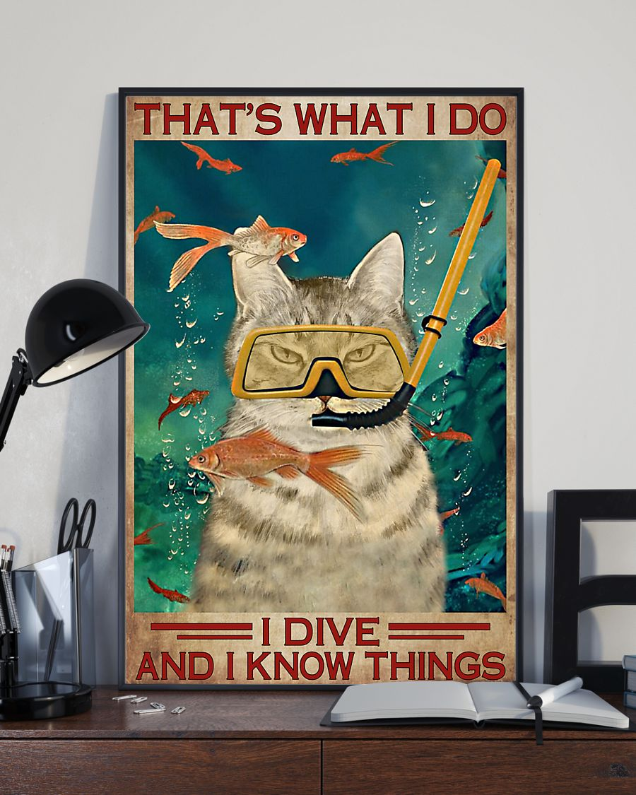 Cat Fish Loves Poster That's What I Do I Dive Vintage Room Home Decor Wall Art Gifts Idea - Mostsuit