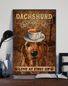 Dachshund Coffee Poster Love At First Sip Vintage Room Home Decor Wall Art Gifts Idea - Mostsuit