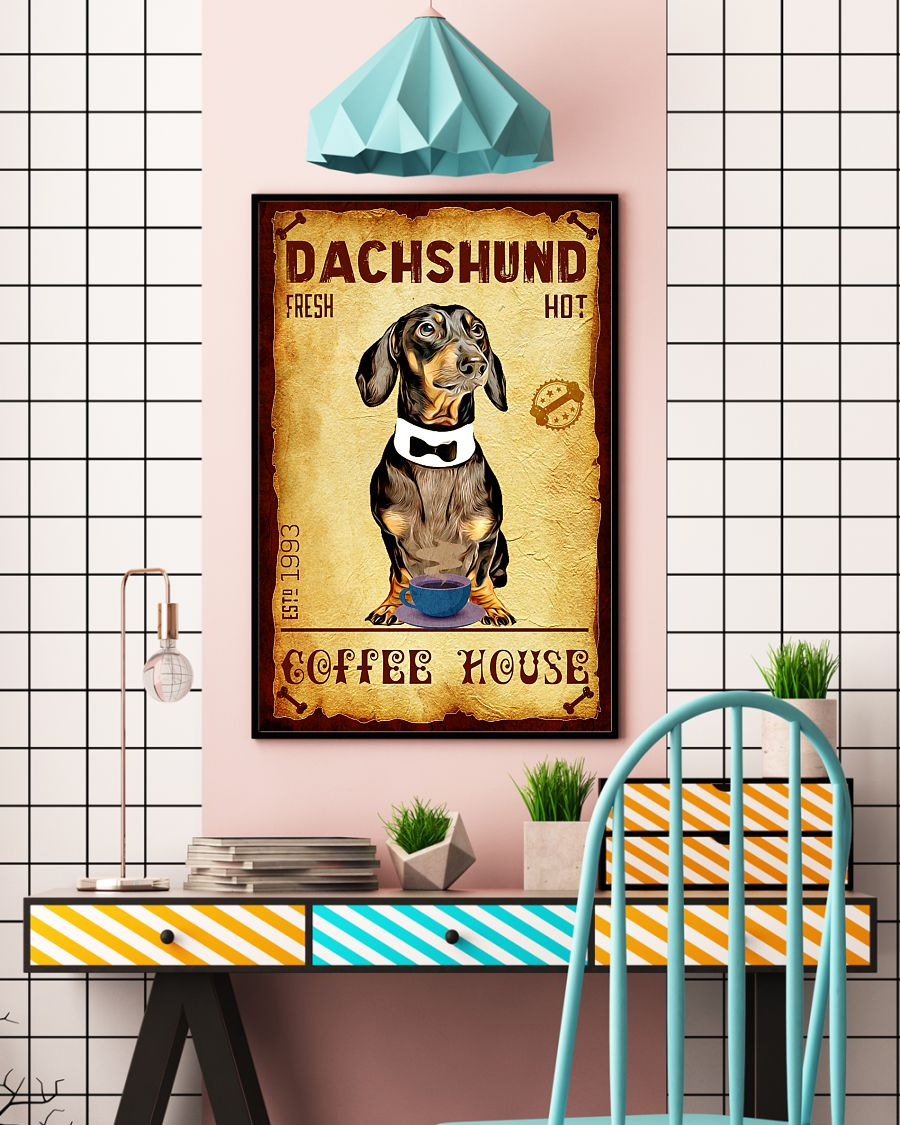 Dachshund Coffee House Poster Vintage Room Home Decor Wall Art Gifts Idea - Mostsuit