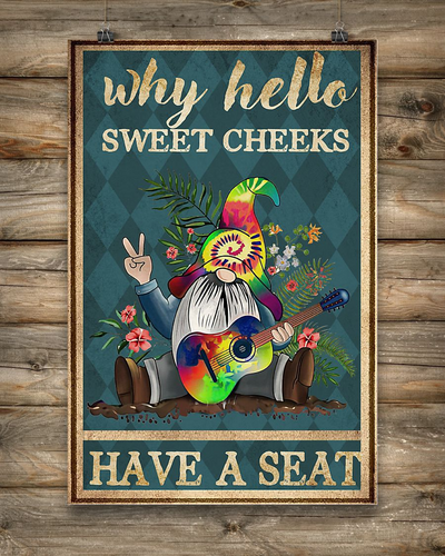 Gnome Loves Poster Why Hello Sweet Cheeks Have A Seat Vintage Room Home Decor Wall Art Gifts Idea - Mostsuit