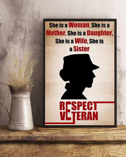 Respect Female Veteran Poster Vintage Room Home Decor Wall Art Gifts Idea - Mostsuit