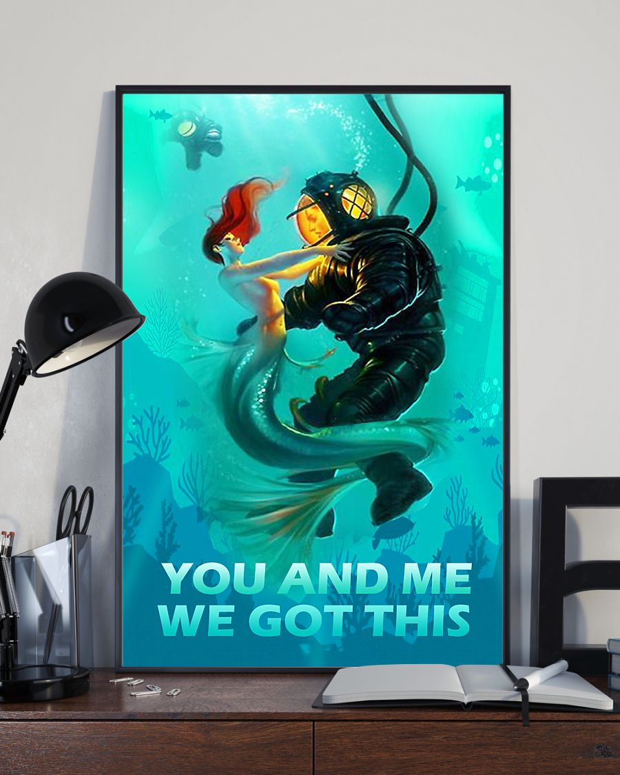 Mermaid Scuba Diving Couple Canvas Prints You And Me We Got This Vintage Wall Art Gifts Vintage Home Wall Decor Canvas - Mostsuit