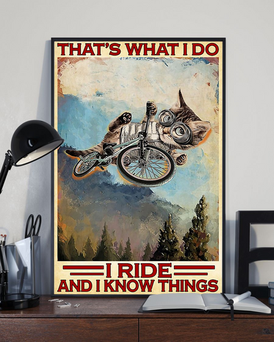 Cat Cycling Canvas Prints That's What I Do I Ride And I Know Things Vintage Wall Art Gifts Vintage Home Wall Decor Canvas - Mostsuit