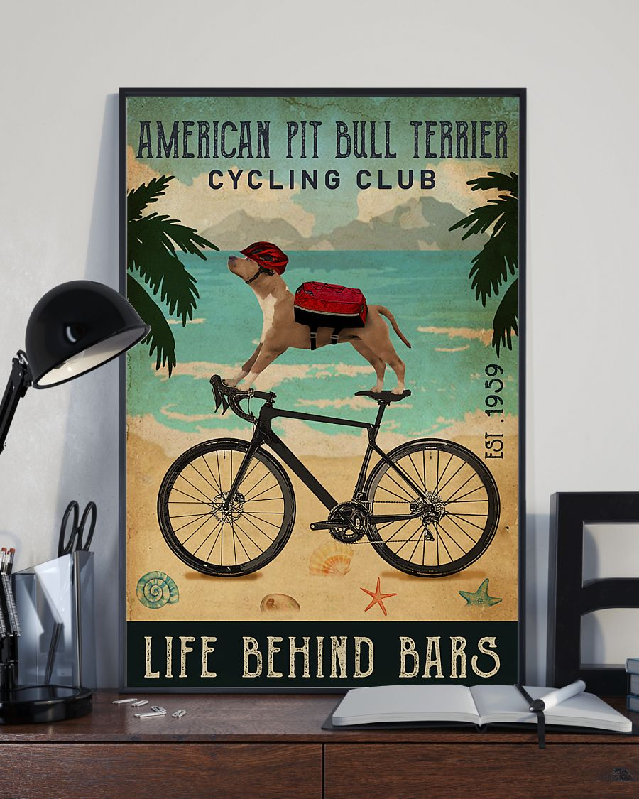 Cycling Club American Pit Bull Canvas Prints Life Behind Bar Vintage Wall Art Gifts Vintage Home Wall Decor Canvas - Mostsuit
