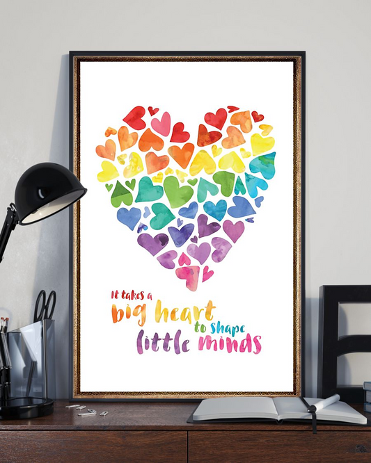 It Takes A Big Heart To Shape Little Minds Teacher Poster Vintage Room Home Decor Wall Art Gifts Idea - Mostsuit