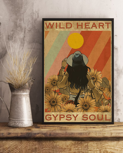 Wild Heart Gypsy Soul Sunflower Girl Poster Vintage Room Home Decor Wall Art Gifts Idea - Mostsuit