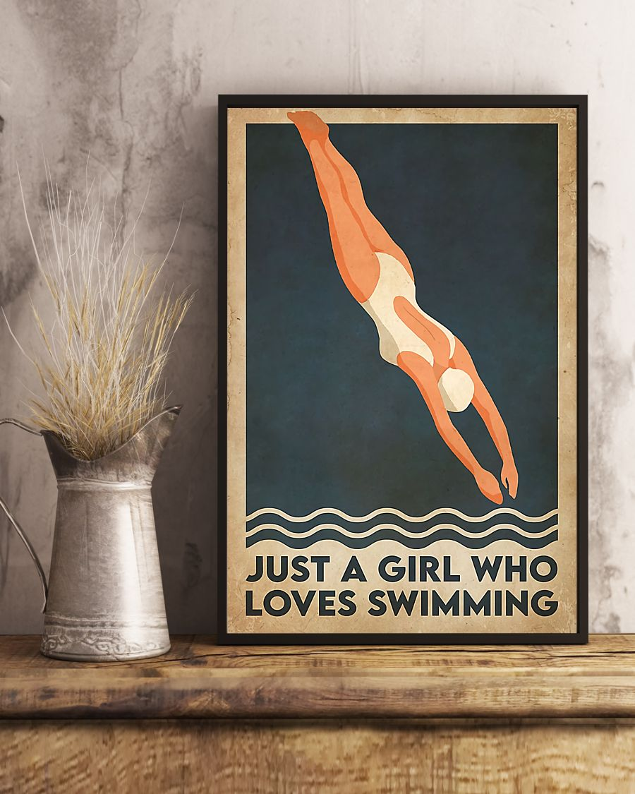 Swimmer Just A Girl Who Loves Swimming Canvas Prints Vintage Wall Art Gifts Vintage Home Wall Decor Canvas - Mostsuit