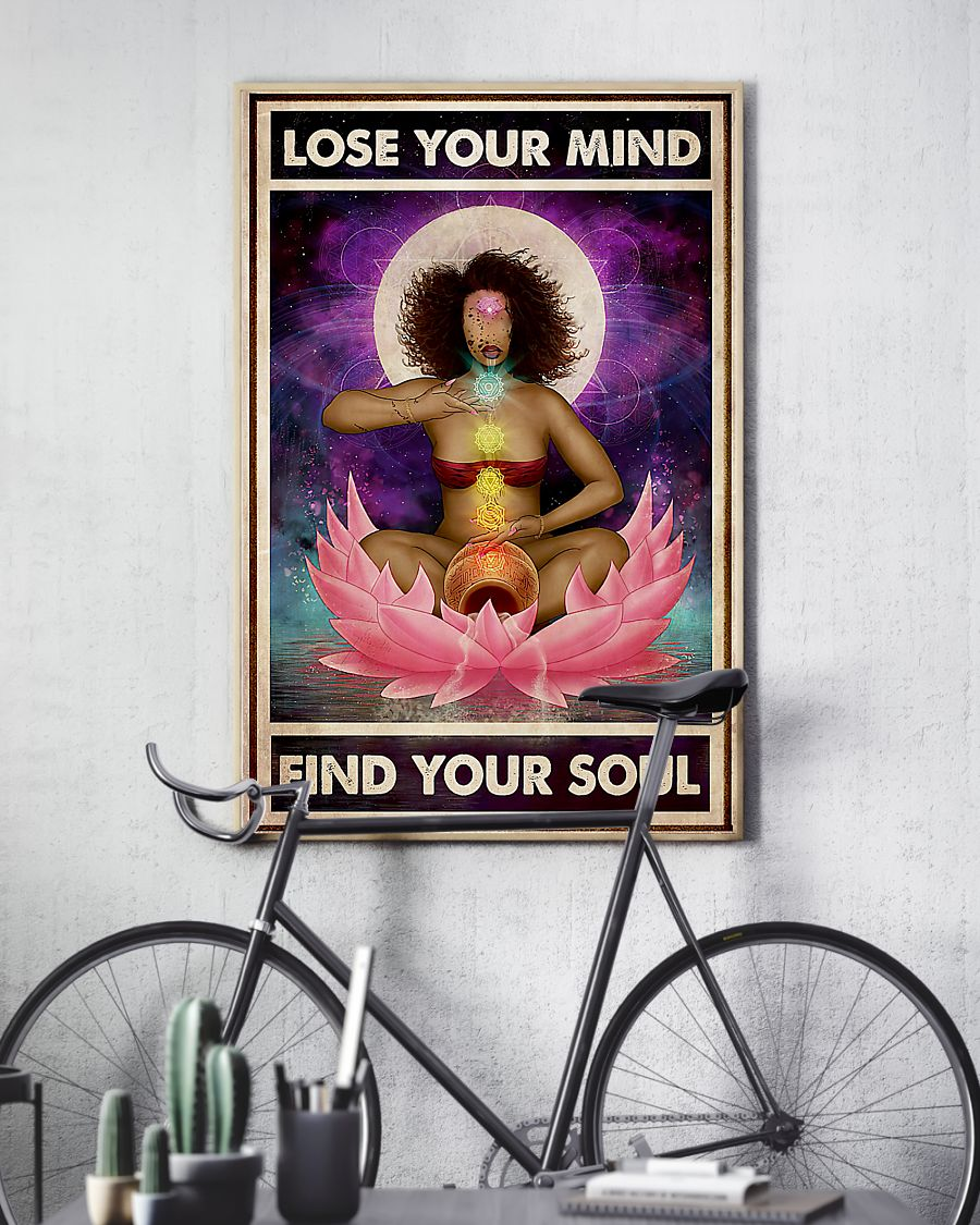 Yoga Black Girl Poster Lose your Mind Find Your Soul Vintage Room Home Decor Wall Art Gifts Idea - Mostsuit