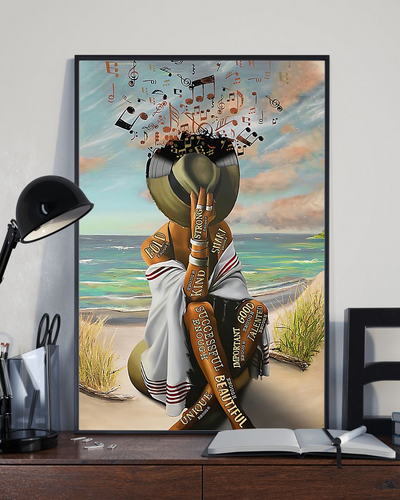Musical Black Girl On The Beach Canvas Prints Kind Strong Successful Smart Vintage Wall Art Gifts Vintage Home Wall Decor Canvas - Mostsuit