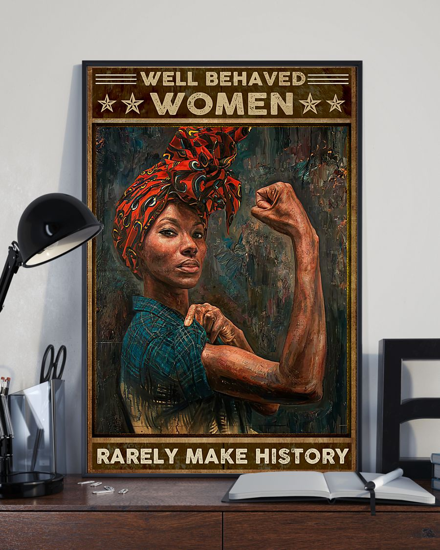 Afro Woman Black Girl Poster Well Behaved Women Rarely Make History Vintage Room Home Decor Wall Art Gifts Idea - Mostsuit