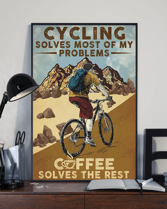 Cycling Solves Most Of My Problems Canvas Prints Vintage Wall Art Gifts Vintage Home Wall Decor Canvas - Mostsuit