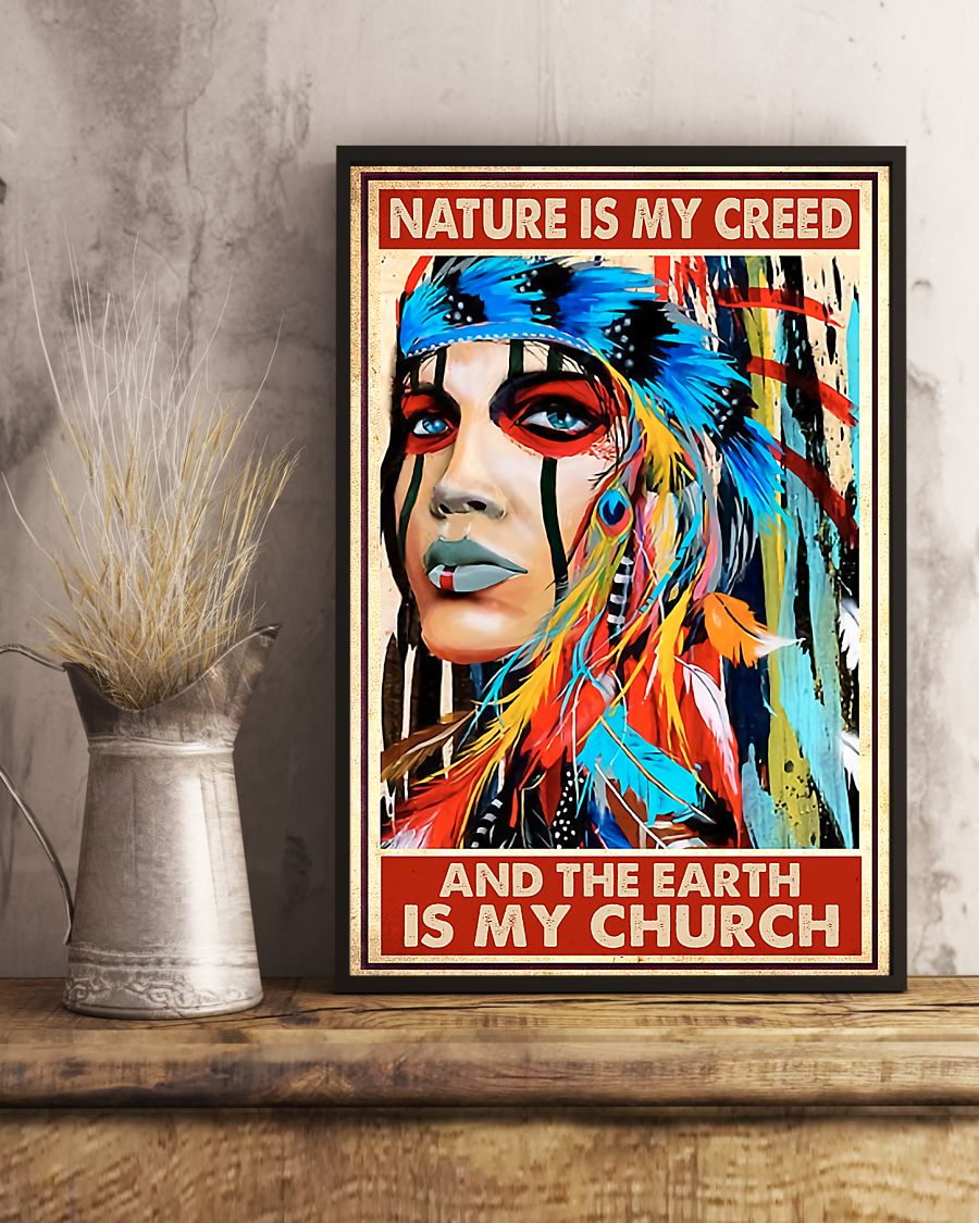 Native American Indian Girl Poster Nature Is My Creed Vintage Room Home Decor Wall Art Gifts Idea - Mostsuit