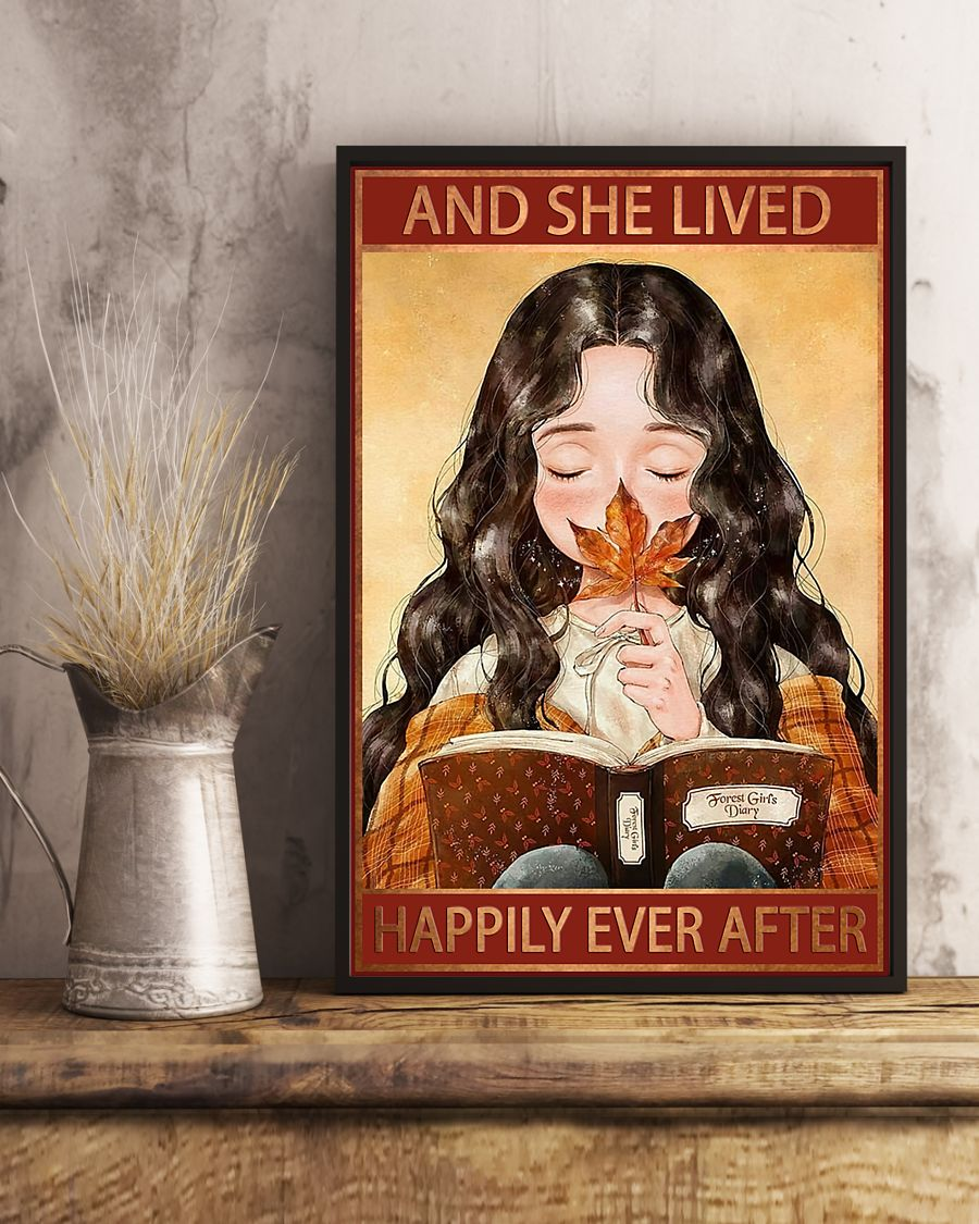 Book Autumn Loves Canvas Prints And She Lived Happily Ever After Vintage Wall Art Gifts Vintage Home Wall Decor Canvas - Mostsuit