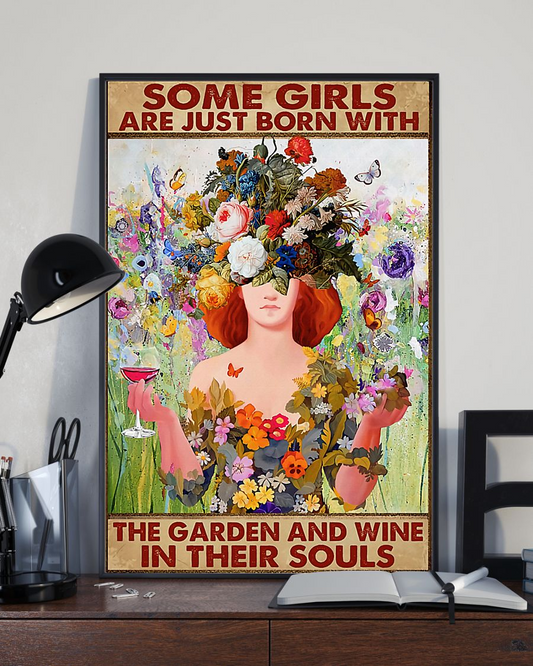 Gardening Girl Loves Wine Canvas Prints Some Garden And Wine In Their Souls Vintage Wall Art Gifts Vintage Home Wall Decor Canvas - Mostsuit
