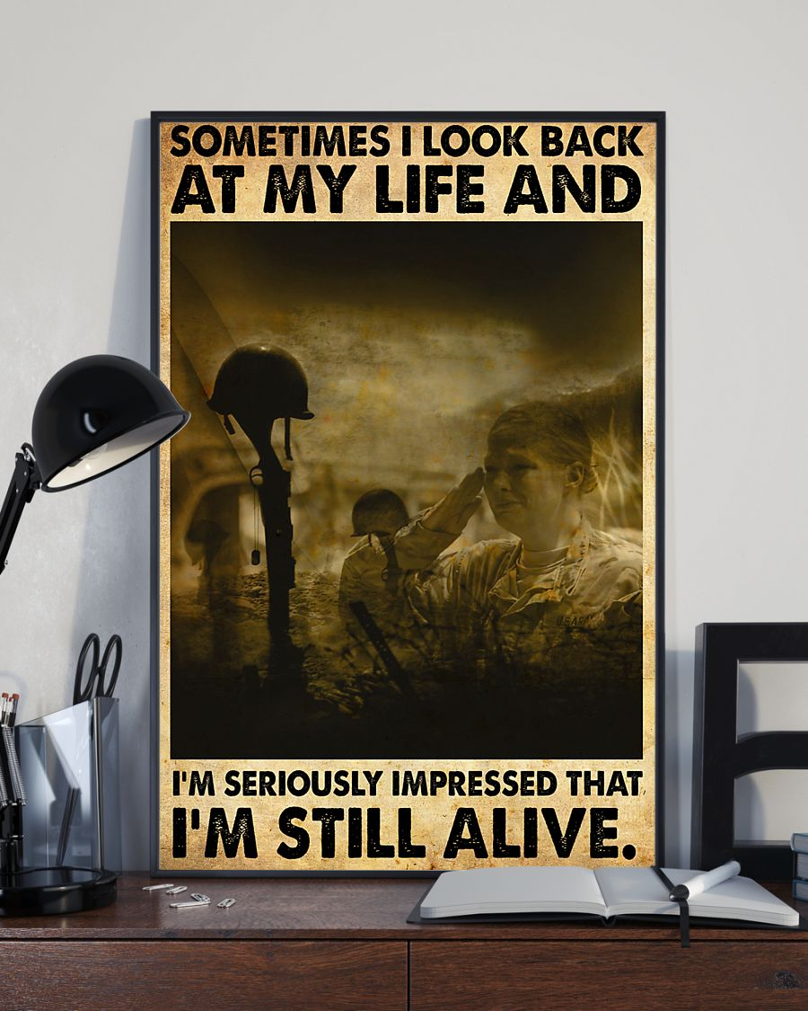 Veteran Canvas Prints Sometimes I Look Back At My Life And I'm Still Live Vintage Wall Art Gifts Vintage Home Wall Decor Canvas - Mostsuit