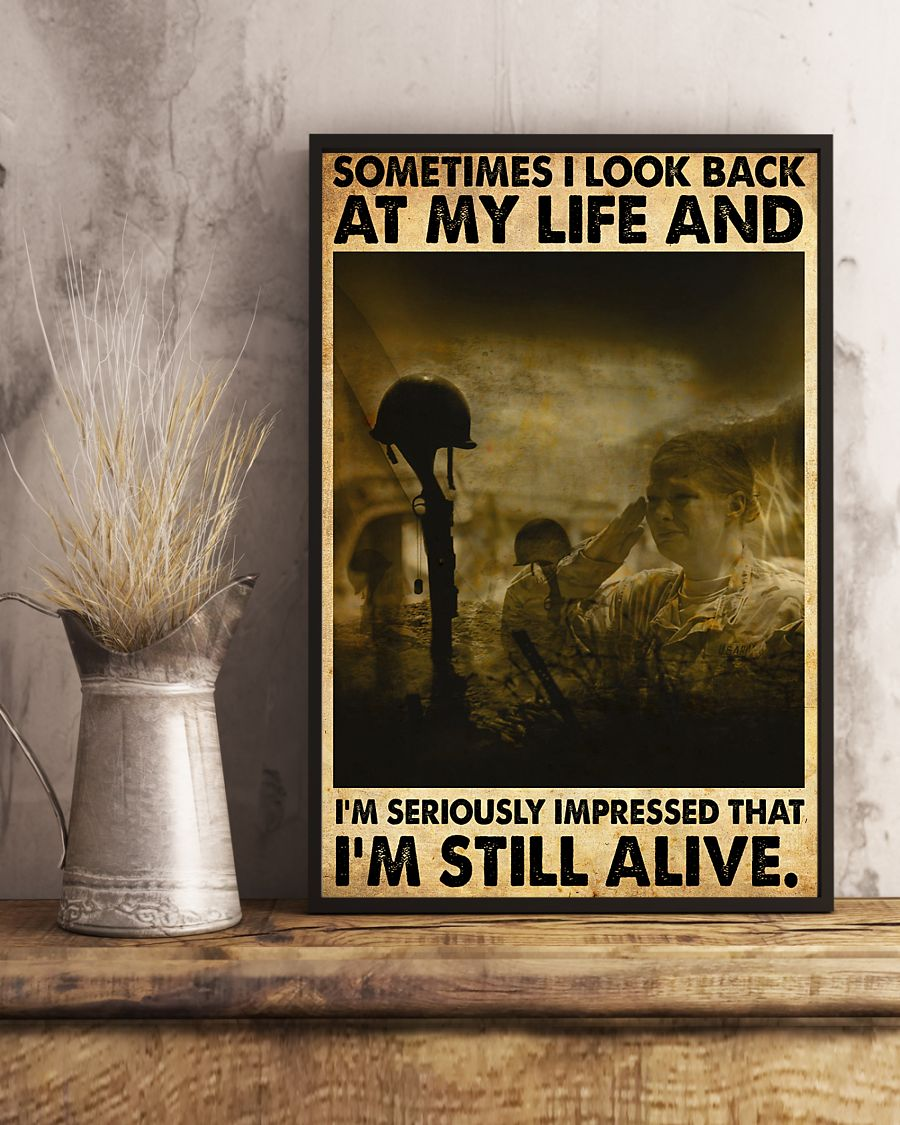 Veteran Canvas Prints Sometimes I Look Back At My Life And I'm Still Live Vintage Wall Art Gifts Vintage Home Wall Decor Canvas - Mostsuit